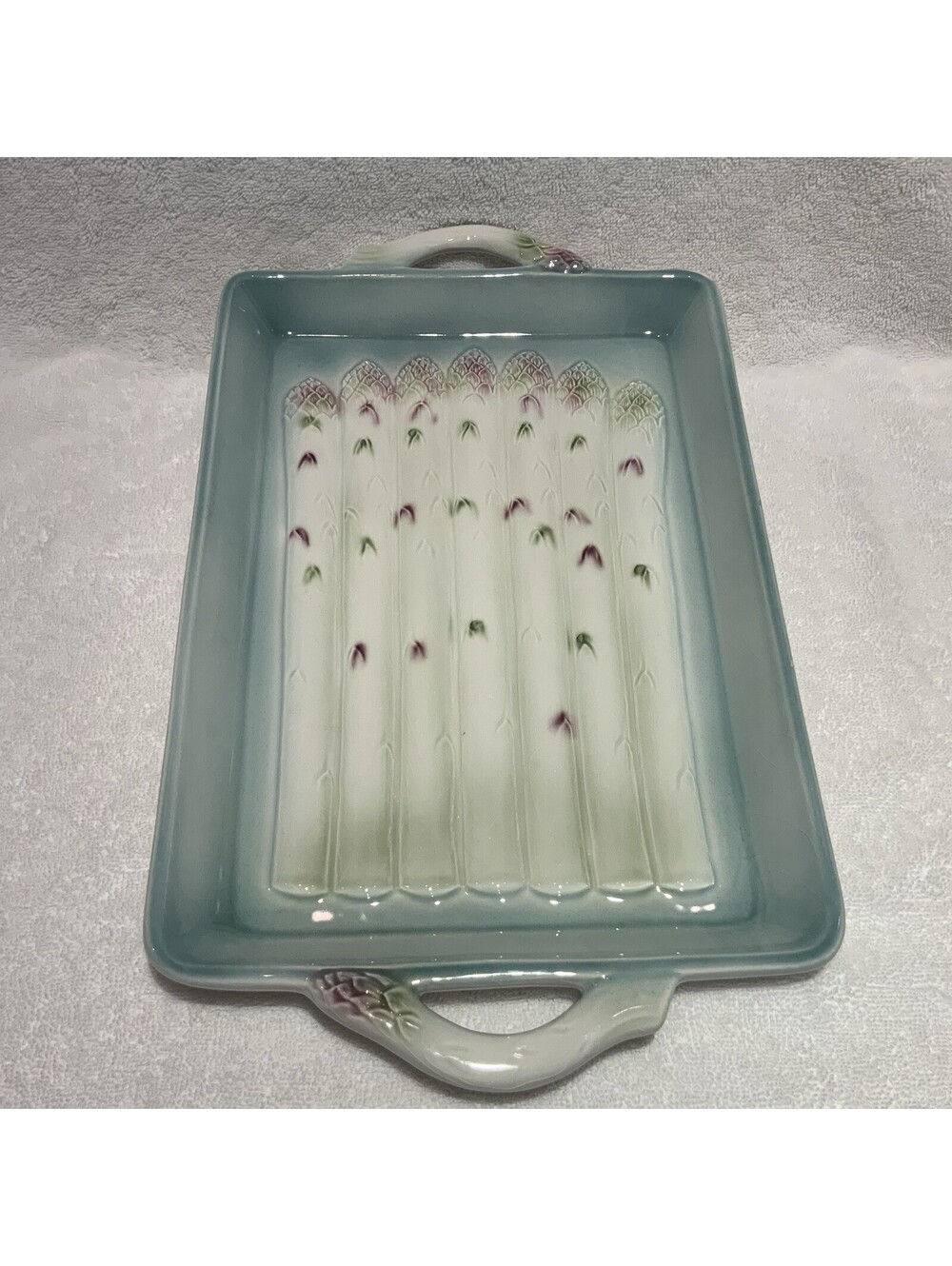 Willaims Sonoma Italian Ceramic Blue Asparagus Serving Tray 15”L x 8.75”W